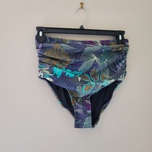 Coastal Blue Tropical Print High Waist Bikini Bottoms NWT